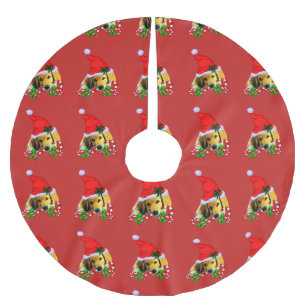 FUNINDIY Christmas Tree Skirt Christmas Golden Retriever Naughty but Nice Xmas Tree Skirt with Fringed Edge Christmas Decoration Holiday Party Ornaments