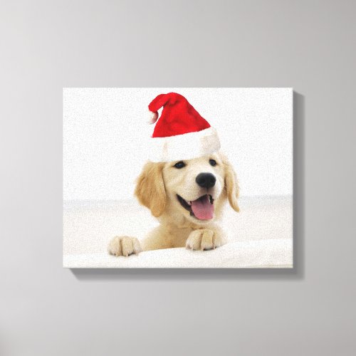 Golden Retriever Puppy Christmas Canvas Print