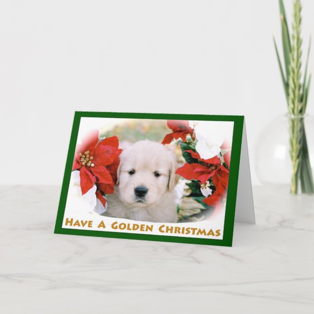 Golden Retriever Puppy Christmas Greeting Card (Front)