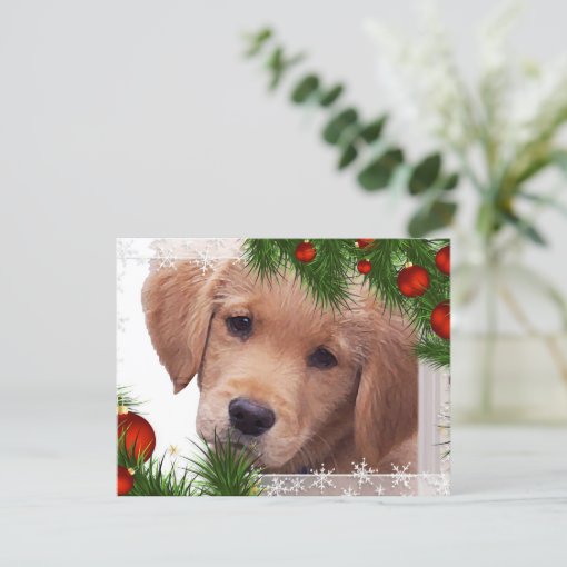 Golden Retriever Puppy Christmas Holiday Card | Zazzle