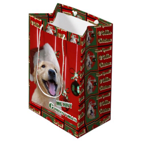 Golden Retriever Puppy Christmas Medium Gift Bag