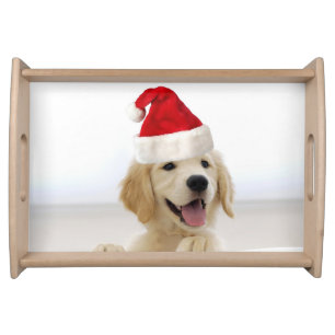 Golden Retriever Puppy Christmas Serving Tray