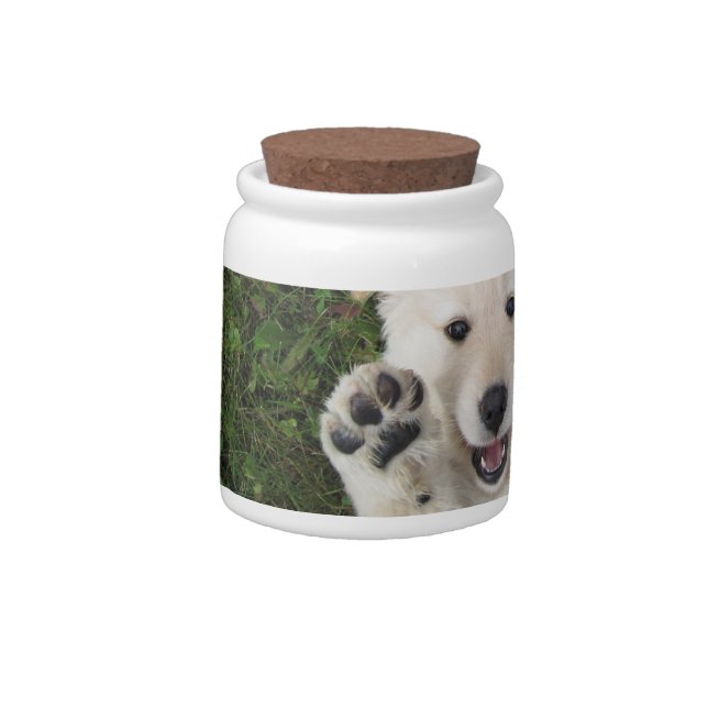 Golden retriever puppy cookie jar (Left)