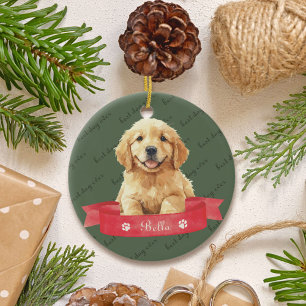 Golden Retriever Puppy Custom Ceramic Ornament