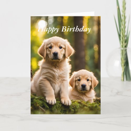 Golden retriever puppy cute custom birthday card