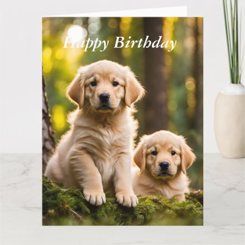 Golden retriever puppy cute custom birthday card