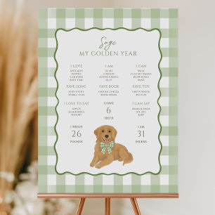 Golden Retriever Puppy Dog 1st Birthday Milestone Foam Board