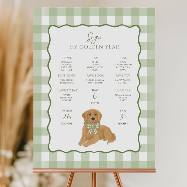Golden Retriever Puppy Dog 1st Birthday Milestone  Foam Board (Creator Uploaded)