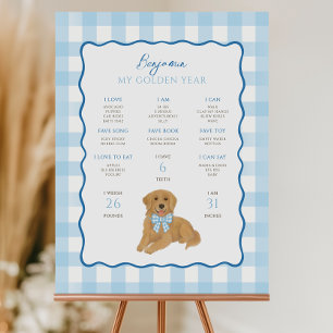 Golden Retriever Puppy Dog 1st Birthday Milestone Foam Board