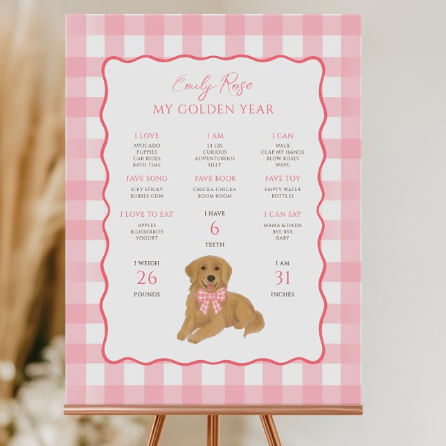 Golden Retriever Puppy Dog 1st Birthday Milestone  Foam Board (Creator Uploaded)