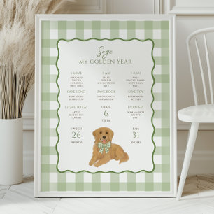 Golden Retriever Puppy Dog 1st Birthday Milestone Poster