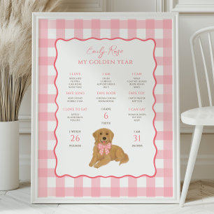 Golden Retriever Puppy Dog 1st Birthday Milestone Poster