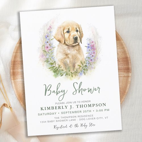 Golden Retriever Puppy Dog Baby Shower Invitation  Postcard
