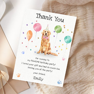 Golden Retriever Puppy Dog Birthday Thank You Card