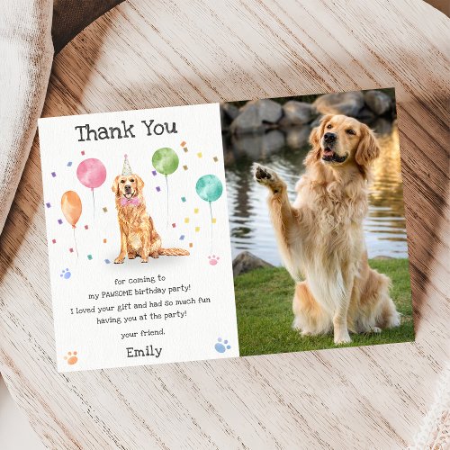 Golden Retriever Puppy Dog Birthday Thank You Card