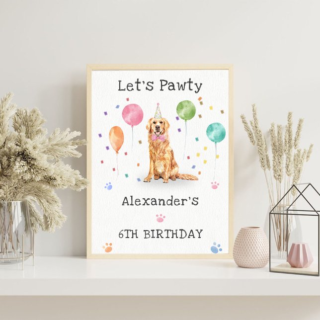 Golden Retriever Puppy Dog Birthday Welcome Sign (Creator Uploaded)
