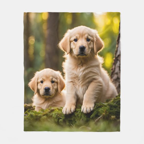 Golden Retriever puppy dog cute photo  Fleece Blanket