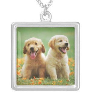 Golden Retriever puppy dog cute  photo necklace