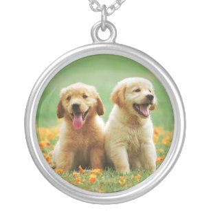 Golden Retriever puppy dog cute  photo necklace