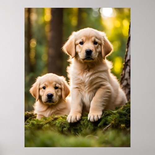 Golden Retriever puppy dog cute photo  Poster