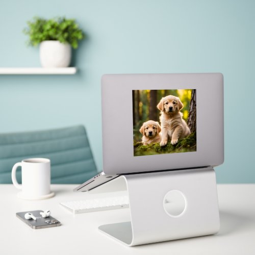 Golden Retriever puppy dog cute photo  Sticker