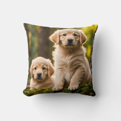 Golden Retriever puppy dog cute photo  Throw Pillow
