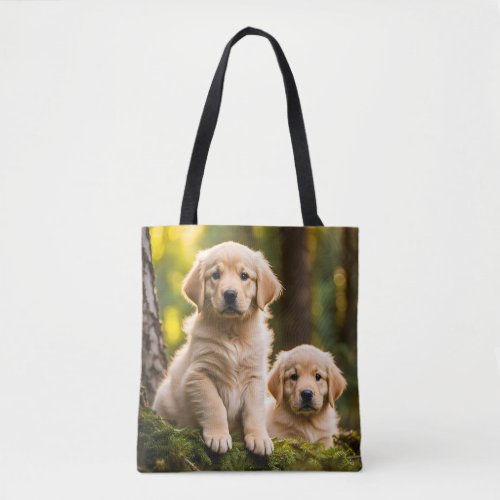 Golden Retriever puppy dog cute photo tote bag