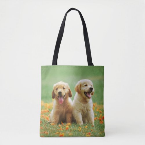 Golden Retriever puppy dog cute photo tote bag