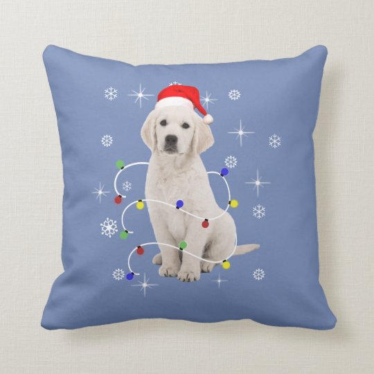 christmas pillow with golden retriever