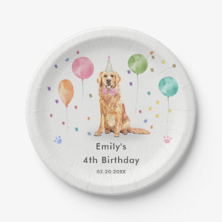 Golden Retriever Puppy Dog Kids Birthday Party Paper Plates