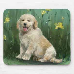 Golden Retriever Puppy Dog Painting Mousepad