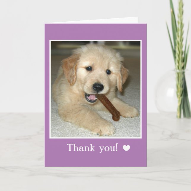 Golden Retriever Puppy Dog With Bone Thank You (Front)