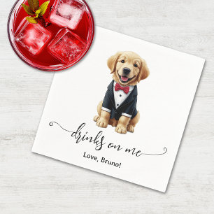 Golden Retriever Puppy Drinks On Me Dog Wedding Napkins