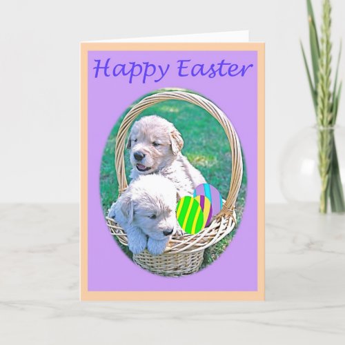 Golden Retriever Puppy Easter Basket Holiday Card