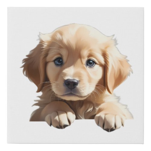 Golden Retriever Puppy Faux Canvas Print