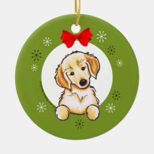 Golden Retriever Puppy First Christmas Classic Ceramic Ornament