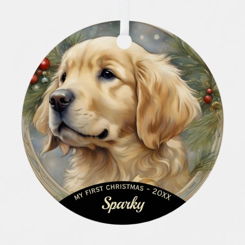 Golden Retriever Puppy First Christmas Ornament