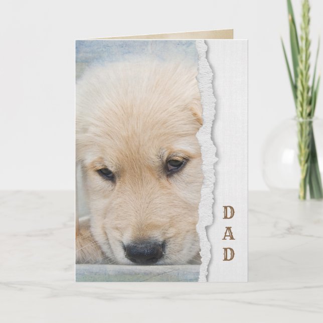 golden retriever puppy for Dad Card (Front)