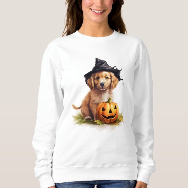 Golden Retriever Puppy Halloween Sweatshirt (Front)
