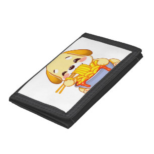 Golden Retriever puppy happily slurping Rabokki! Tri-fold Wallet