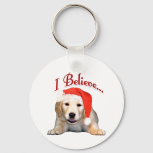 Golden Retriever Puppy I Believe Keychain