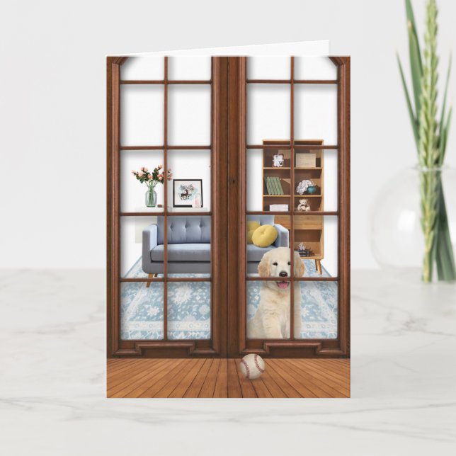 Golden Retriever Puppy Miss You Card (Front)