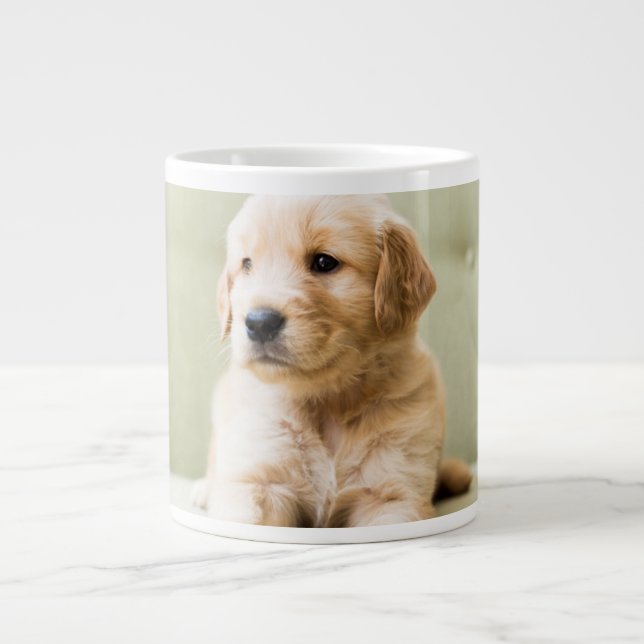 Golden Retriever Puppy on Couch Giant Coffee Mug (Front)