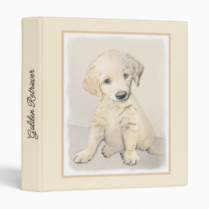 Golden Retriever Puppy Painting - Original Dog Art 3 Ring Binder