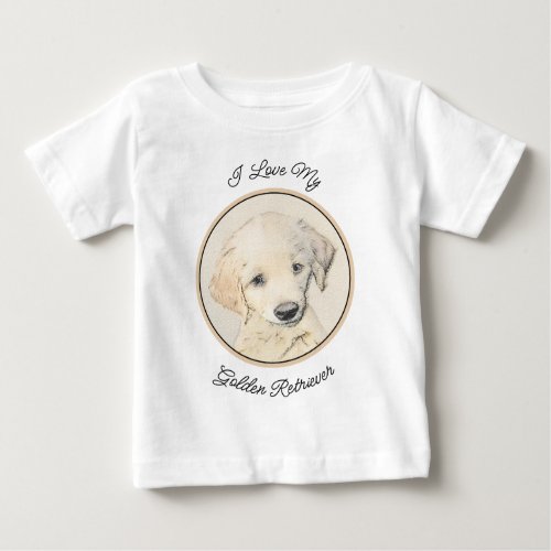 Golden Retriever Puppy Painting _ Original Dog Art Baby T_Shirt