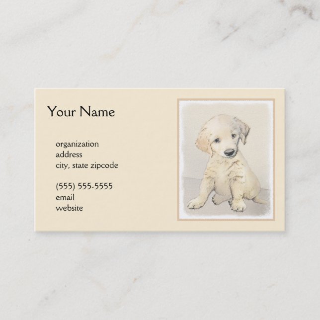 Golden Retriever Puppy Painting - Original Dog Art Business Card (Front)