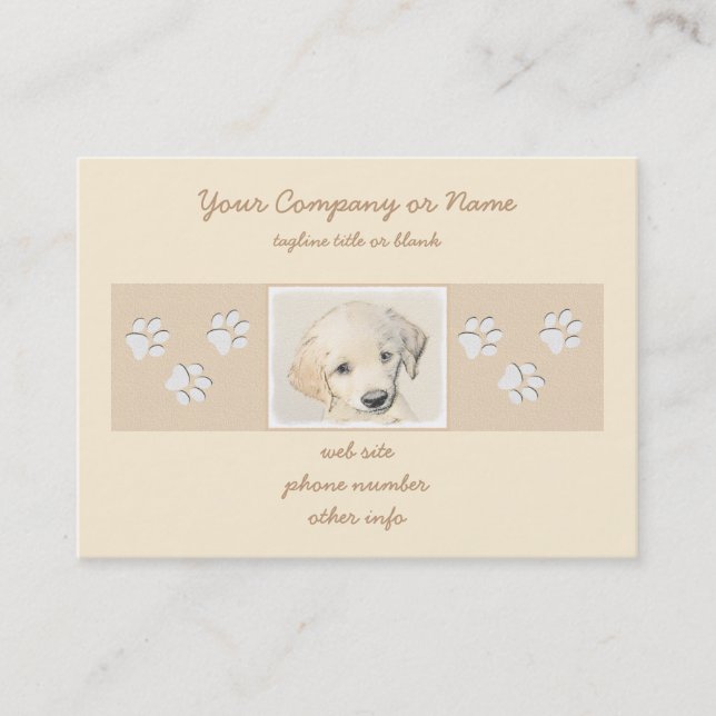 Golden Retriever Puppy Painting - Original Dog Art Business Card (Front)