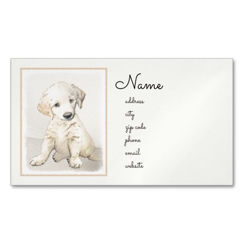 Golden Retriever Puppy Painting _ Original Dog Art Business Card Magnet