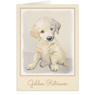 Golden Retriever Puppy Painting - Original Dog Art Cards