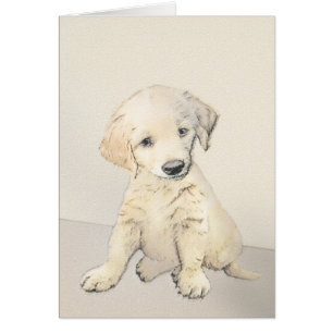Golden Retriever Puppy Painting - Original Dog Art Cards